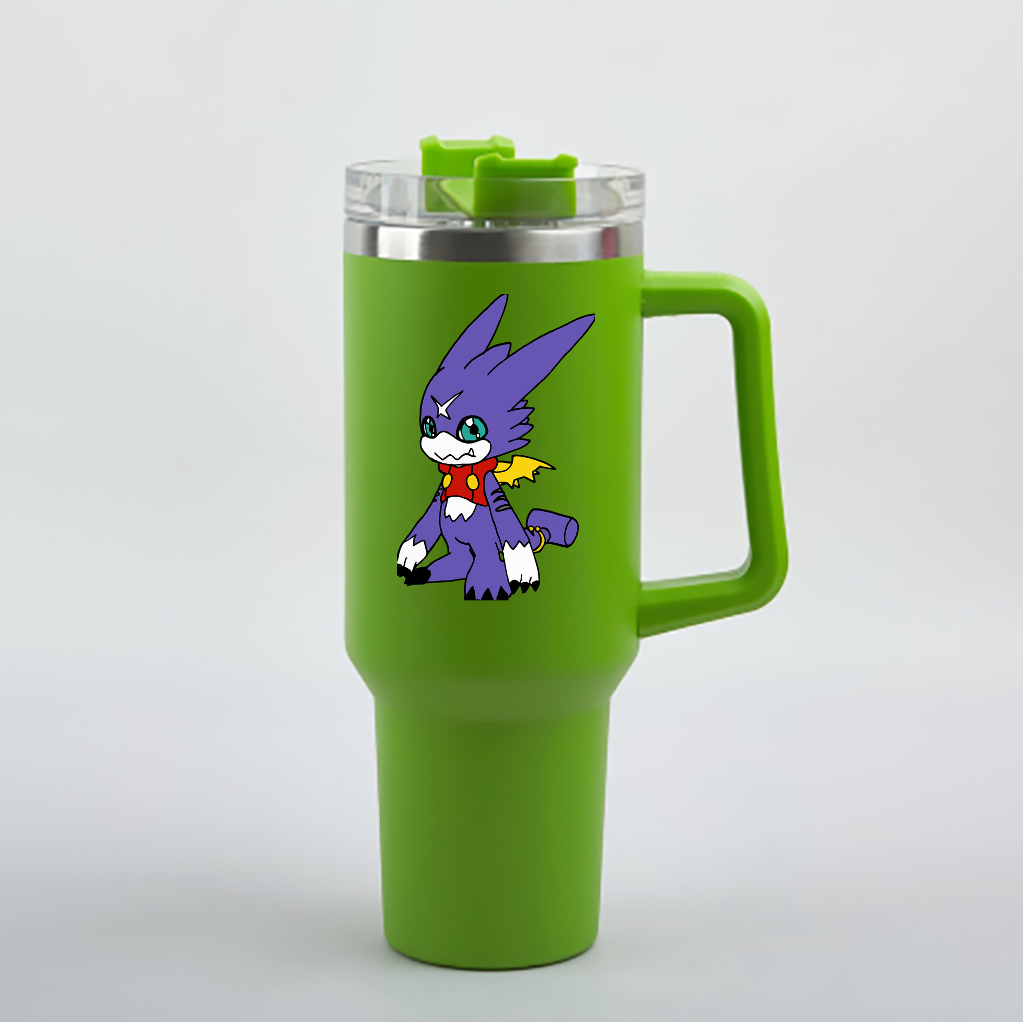 （画像用） Digimon デジタルモンスター/デジモン 1200mL車用タンブラー - クリスタルステッカー（プラスチックストロー付き）